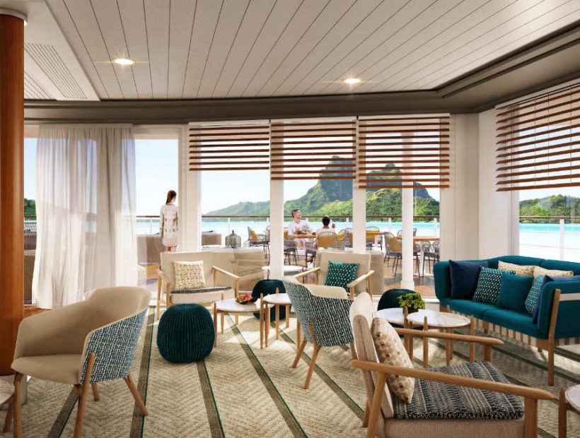 Salon La Palette an Bord der Paul Gauguin mit stilvollem Lounge-Ambiente